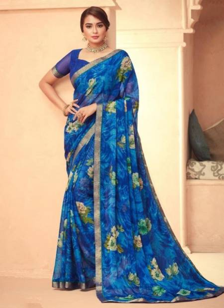 Blue Colour RUCHI BAHAAR 2nd EDITION Designer Regular Casual Wear Chiffon Printed Saree Collection 10804-B